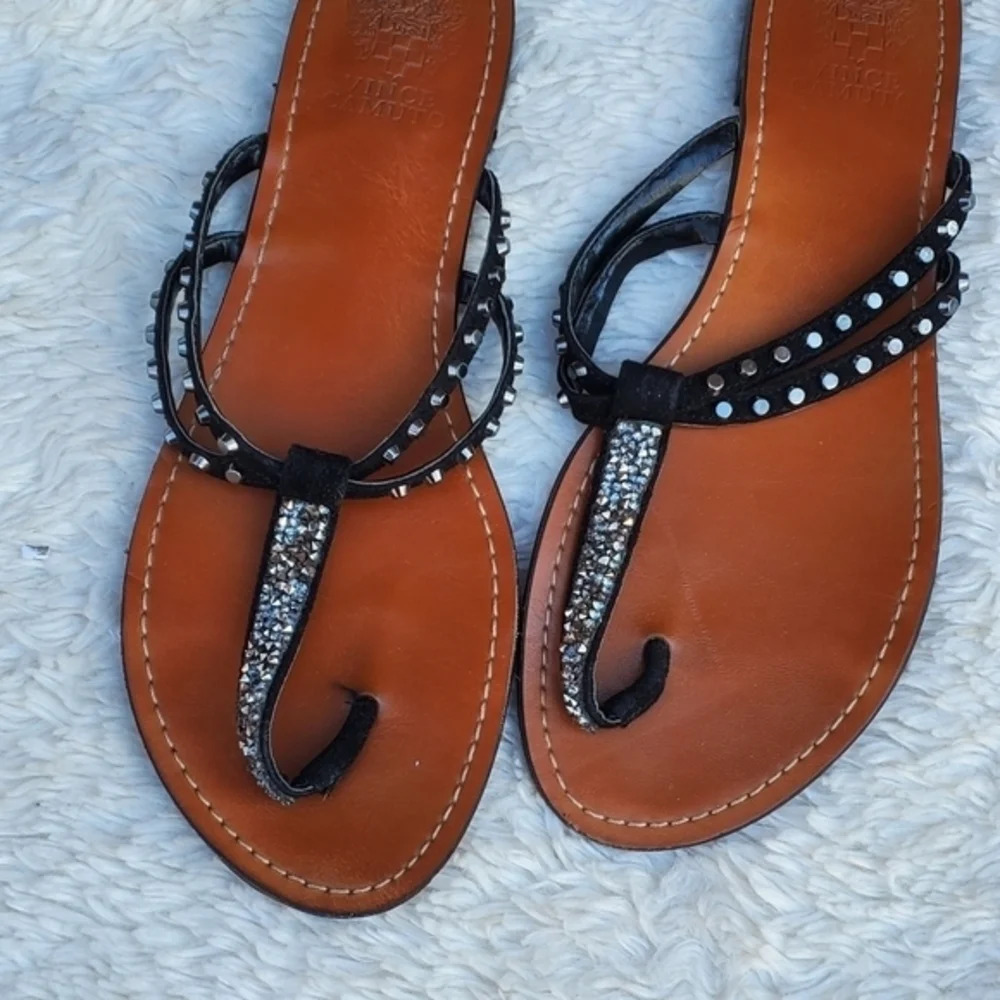 Vince Camuto Black Glitter Thong Punk sandals 7.5 - Picture 2 of 12